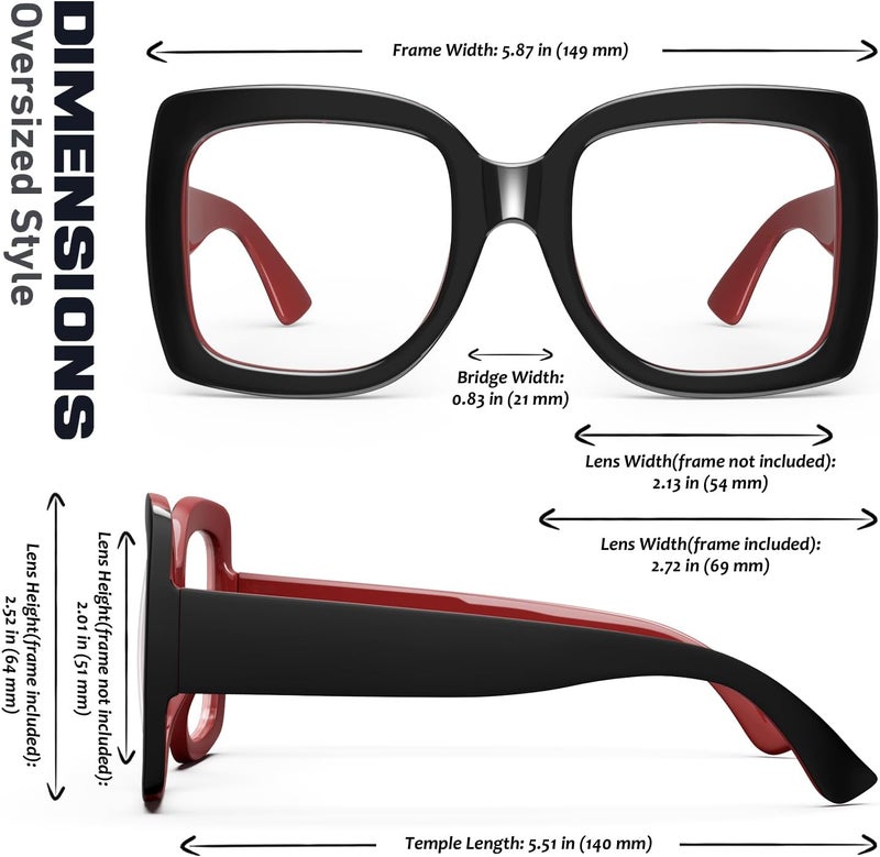 GQUEEN Oversized Fake Glasses Women Men Retro Thick Big Square Frame Clear Lens UV400 Protection Fashion Eyeglasses - Image 5